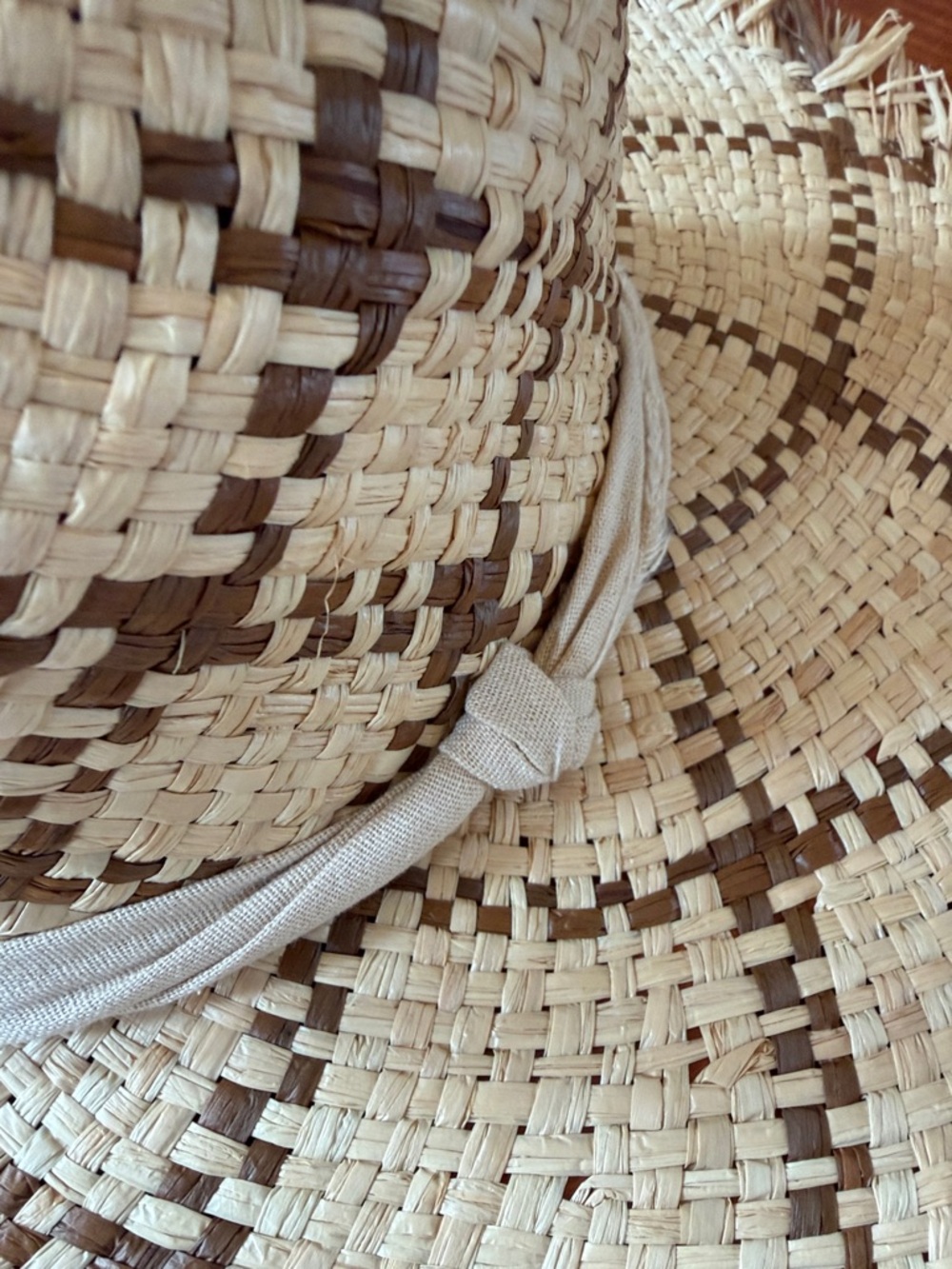 NWT J. McLaughlin Natural and Brown Woven Straw Hat one size - Picture 5 of 8